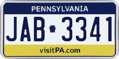PA license plate JAB3341