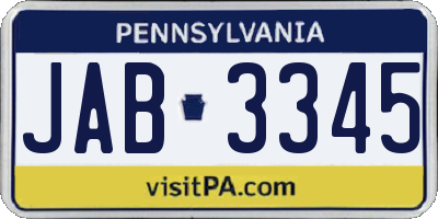 PA license plate JAB3345