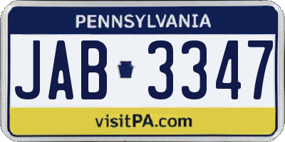 PA license plate JAB3347