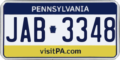 PA license plate JAB3348