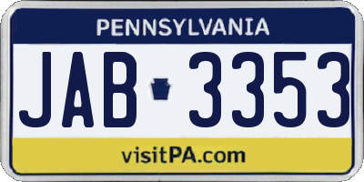 PA license plate JAB3353