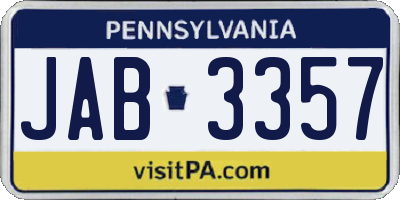 PA license plate JAB3357