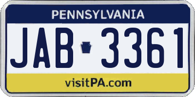 PA license plate JAB3361