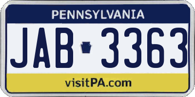 PA license plate JAB3363