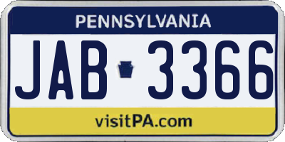 PA license plate JAB3366