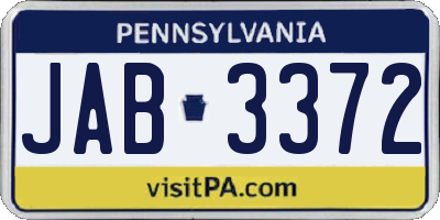 PA license plate JAB3372