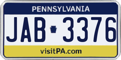 PA license plate JAB3376
