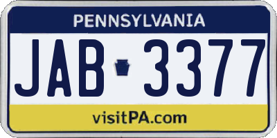 PA license plate JAB3377