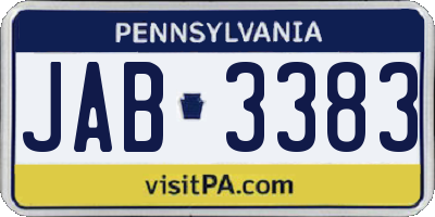 PA license plate JAB3383