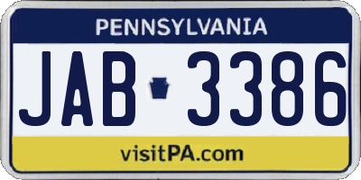 PA license plate JAB3386