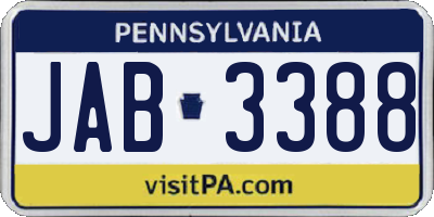 PA license plate JAB3388