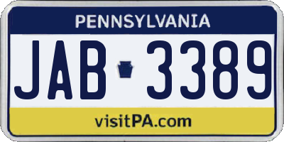 PA license plate JAB3389