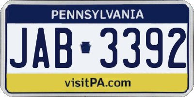 PA license plate JAB3392