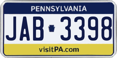 PA license plate JAB3398