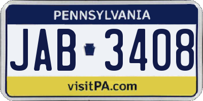 PA license plate JAB3408