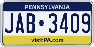 PA license plate JAB3409