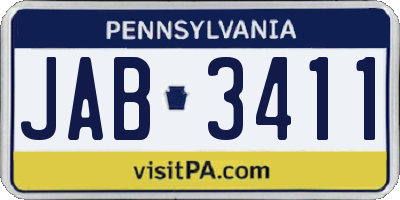 PA license plate JAB3411