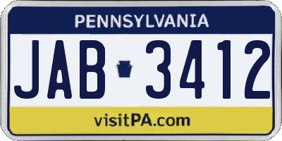 PA license plate JAB3412