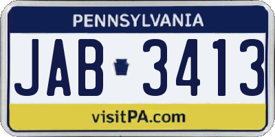 PA license plate JAB3413