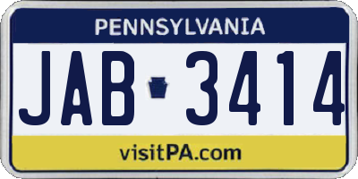 PA license plate JAB3414