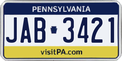 PA license plate JAB3421