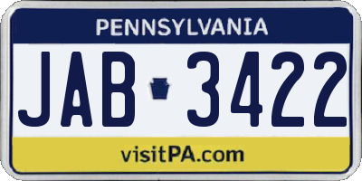 PA license plate JAB3422