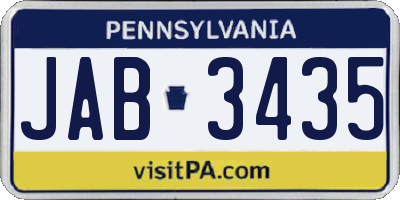 PA license plate JAB3435