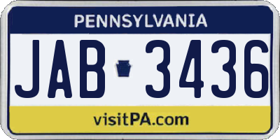 PA license plate JAB3436
