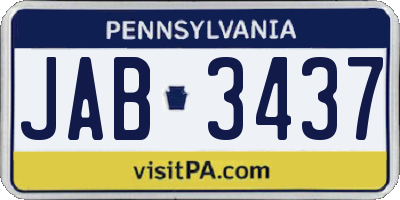PA license plate JAB3437