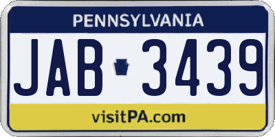 PA license plate JAB3439