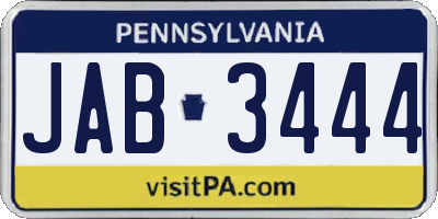 PA license plate JAB3444