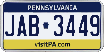 PA license plate JAB3449