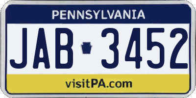 PA license plate JAB3452