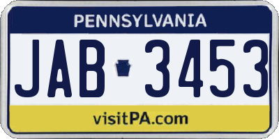 PA license plate JAB3453