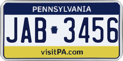 PA license plate JAB3456