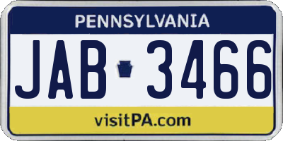 PA license plate JAB3466