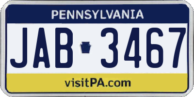 PA license plate JAB3467