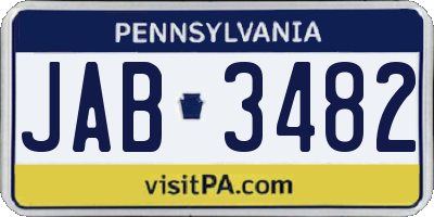PA license plate JAB3482
