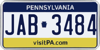 PA license plate JAB3484