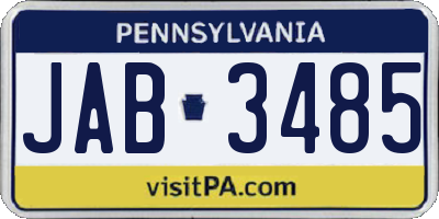 PA license plate JAB3485