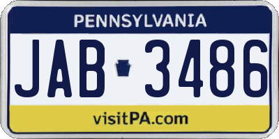 PA license plate JAB3486