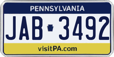 PA license plate JAB3492