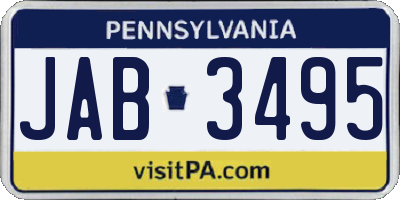 PA license plate JAB3495