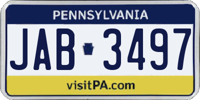 PA license plate JAB3497