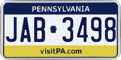 PA license plate JAB3498