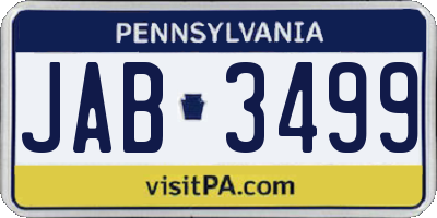 PA license plate JAB3499