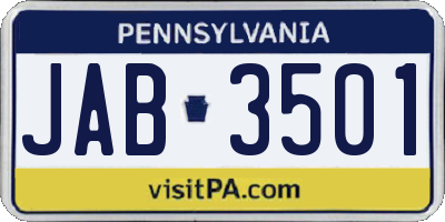 PA license plate JAB3501