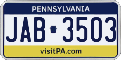 PA license plate JAB3503