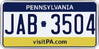 PA license plate JAB3504