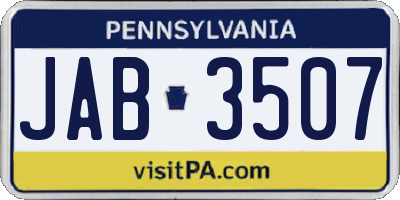 PA license plate JAB3507